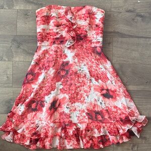 White House Black Market Floral Strapless Dress
